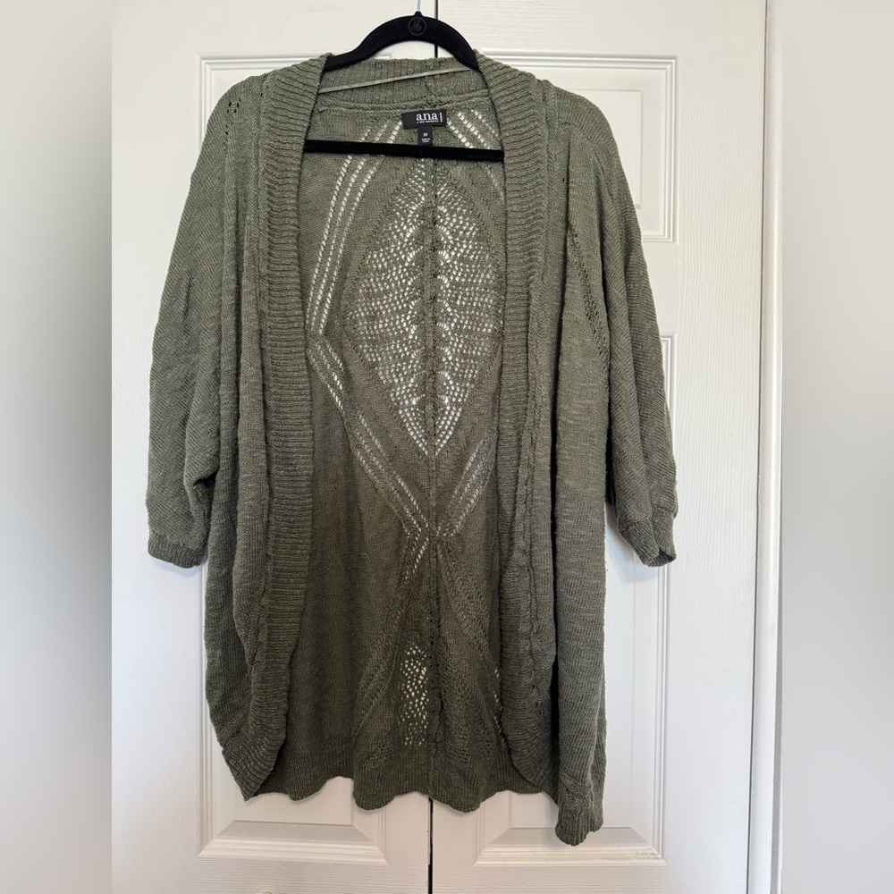 Ana Dark Green Quarter Sleeve Knitted Cardigan Size 2X